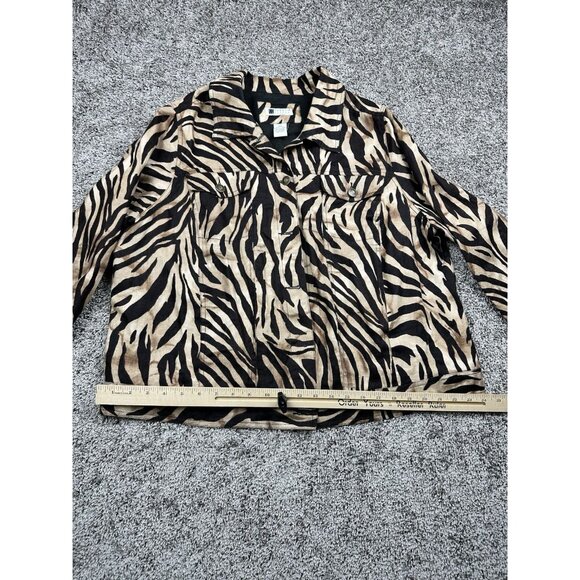 Carole Little Jacket 2X 100% Linen Zebra Animal Mod Wife Night Lux Barbiecore - Picture 3 of 9